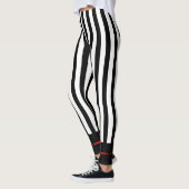 Mod zwarte & witte strepen met helder rood hart leggings (Links)