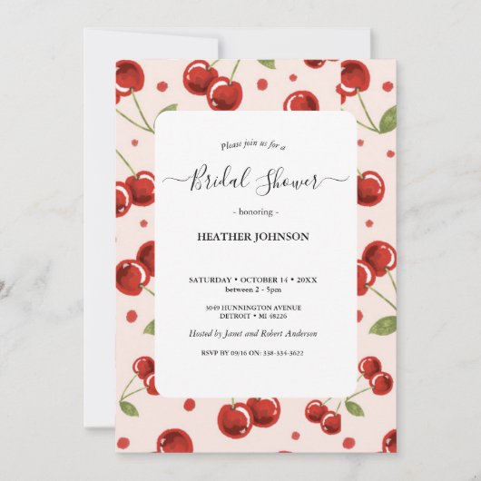 Moda Coquette Cherry en una gran ducha de novia Kaart (Voorkant)