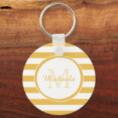 modaal gouden gele breedbandstrepen met een monogr sleutelhanger (Voorkant)
