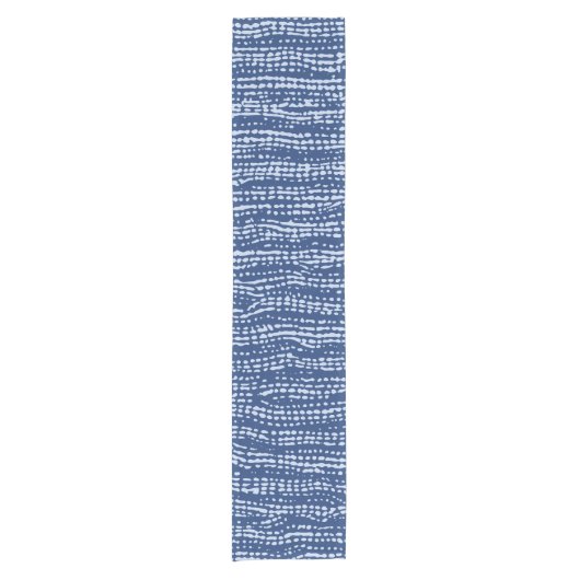 Modder doek Stitch Stripes in Indigo Blue Korte Tafelloper (Voorkant)