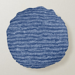 Modder doek Stitch Stripes in Indigo Blue Rond Kussen
