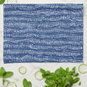 Modder doek Stitch Stripes in Indigo Blue Theedoek (Gevouwen)