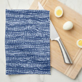 Modder doek Stitch Stripes in Indigo Blue Theedoek (Quarter Fold)