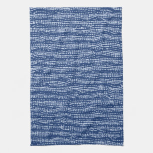 Modder doek Stitch Stripes in Indigo Blue Theedoek