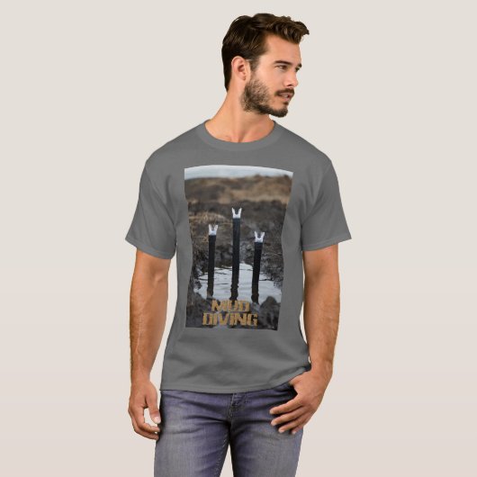 Modder duiken heren grijs T-shirt (Voorkant volledig)