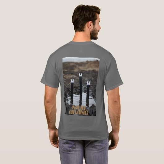 Modder duiken mannen grijs T-shirt achterkant (Achterkant volledig)