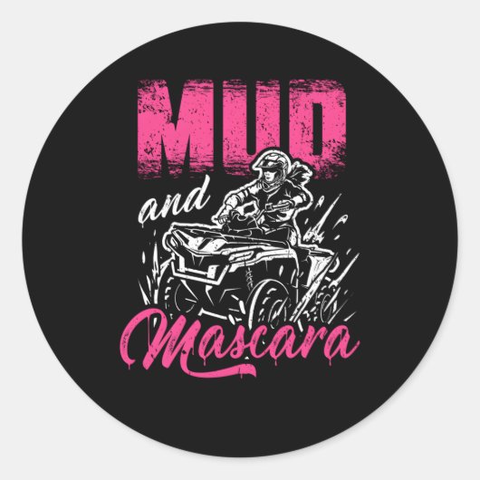 Modder en Mascara 4x4 ATV 4-wieler Quad Biker Ronde Sticker (Voorkant)
