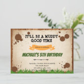 Modder Hindernisbaan Verjaardag Kaart (Staand voorkant)