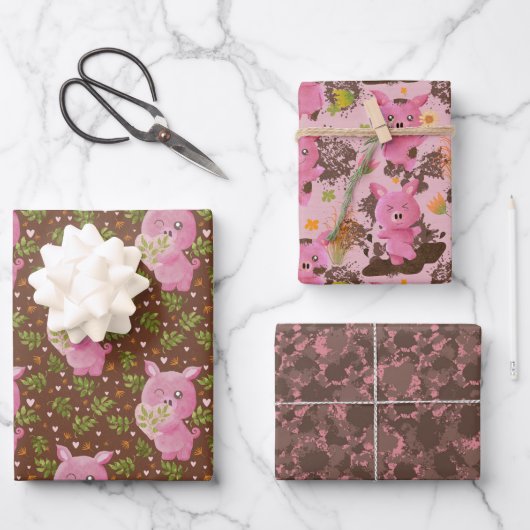 Modderbad Piggy modder splats Wrapping Paper Sheet (Voorkant)