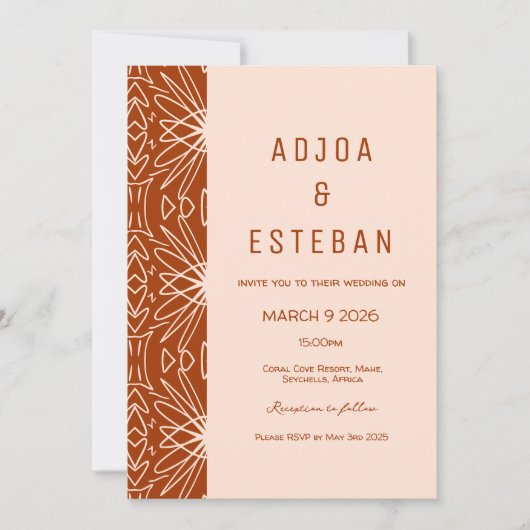 Modderdoek Tribale Patroon Boho Trouw Uitnodiging (Voorkant)