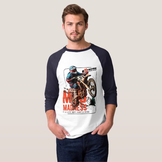 Modderwaanzin | Mannen 3/4 Sleeve Raglan T-shirt (Voorkant volledig)