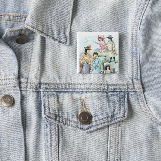 mode 1900 vierkante button 5,1 cm (In situ)