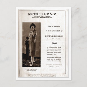 mode 1920: damesgolf draag briefkaart