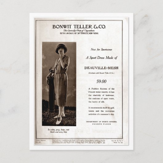  mode 1920: damesgolf draag briefkaart (Voorkant)