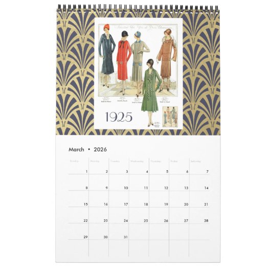  Mode 1920 | Faux Gold Art Deco Kalender (Mar 2026)