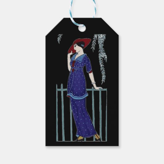 Mode 1920 van Parijs elegante dame Cadeaulabel (Voorkant)