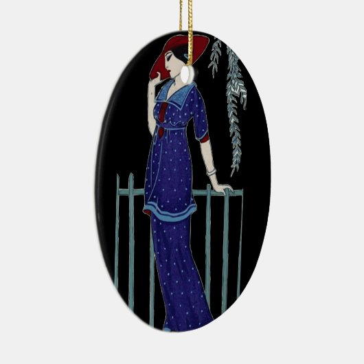 Mode 1920 van Parijs elegante dame Keramisch Ornament (Rechts)