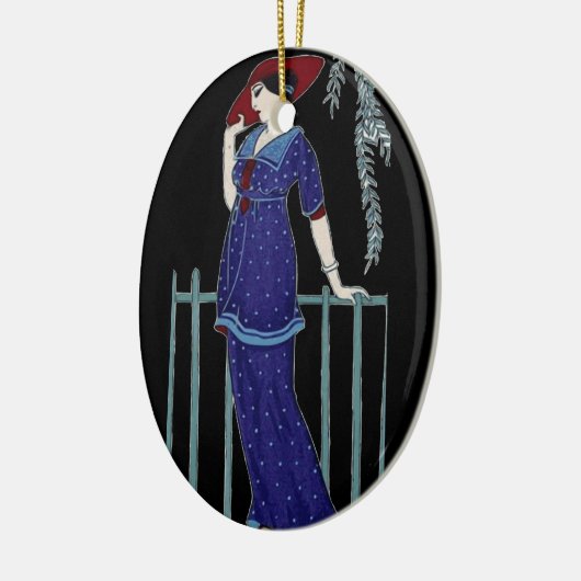 Mode 1920 van Parijs elegante dame Keramisch Ornament (Links)