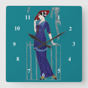Mode 1920 van Parijs elegante dame Vierkante Klok