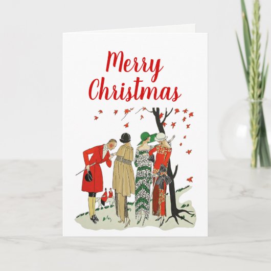 mode 1920 voor de Fox Hunt Feestdagen Kaart (Voorkant)