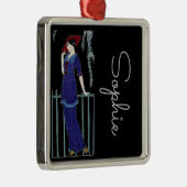 Mode 1920s van Parijs, elegante dame, persoonlijke Metalen Ornament (Rechts)