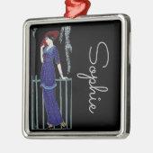 Mode 1920s van Parijs, elegante dame, persoonlijke Metalen Ornament (Links)