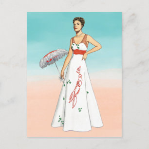 Mode 1930s Retro Lobster Dress Art Briefkaart