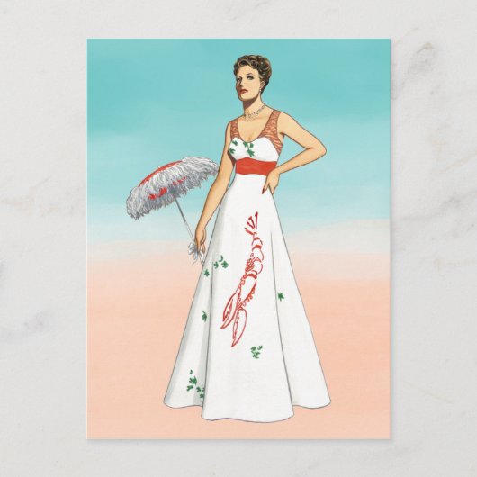  Mode 1930s Retro Lobster Dress Art Briefkaart (Voorkant)