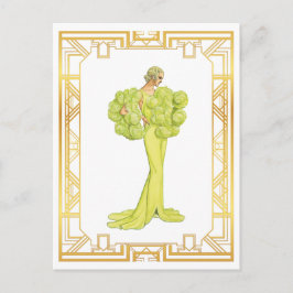  Mode 1940 Limoen Hollywood Gown Art Briefkaart