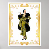  Mode 20s Flapper Fur Kaap Evening Gown Poster (Voorkant)