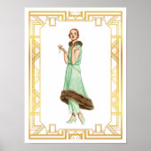 Mode 20s Flapper Pant Dress Art Poster (Voorkant)