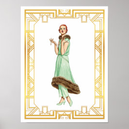 Mode 20s Flapper Pant Dress Art Poster