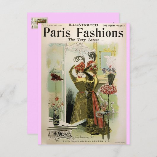 Mode 2 van Parijs: Briefkaart / Uitnodiging / RSVP (Voorkant / Achterkant)