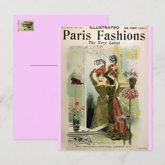 Mode 2 van Parijs: Briefkaart / Uitnodiging / RSVP (Voorkant / Achterkant)