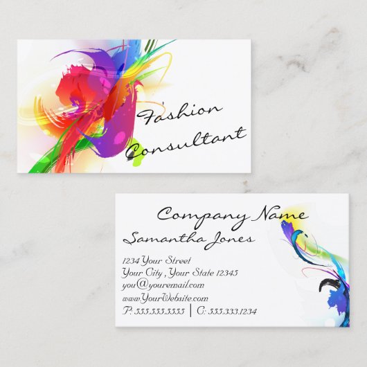 Mode Abstract Lorikeet Verfspatten Visitekaartje (Voorkant / Achterkant)