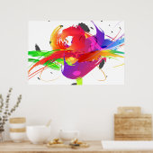 Mode Abstracte Loriket Paint Splatter Poster (Keuken)