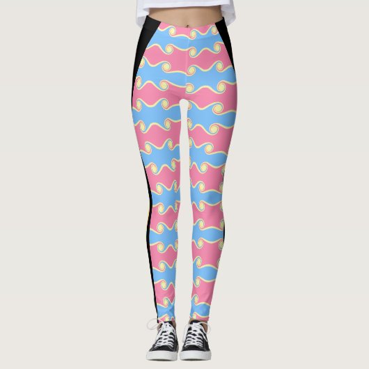 Mode Abstracte wervelende golven Leggings (Voorkant)