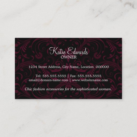 Mode Accessoire en juwelen Visitekaartje (Achterkant)