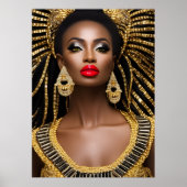 Mode Afrikaanse vrouw gouden zwarte juwelen Dress Poster (Voorkant)