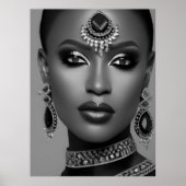 Mode Afrikaanse zwart witte sieraden vrouw Poster (Voorkant)
