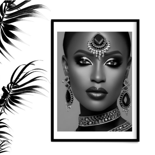 Mode Afrikaanse zwart witte sieraden vrouw Poster
