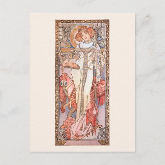 Mode Alphonse Mucha in het najaar Briefkaart (Voorkant)
