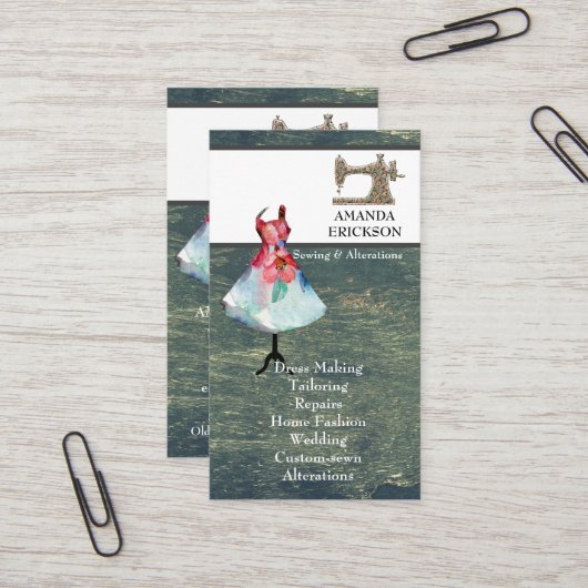 Mode ambachtslieden Meisjes met kieuwnaaigarij Visitekaartje (Voorkant / Achterkant in situ)