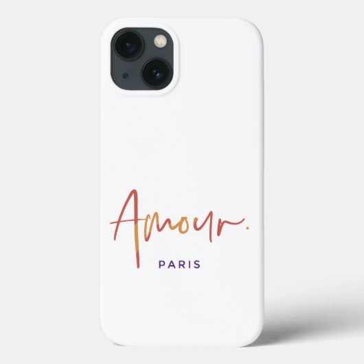 Mode Amour Parijs met Oranje, Gele Tekst Wit Case-Mate iPhone Case (Achterkant)