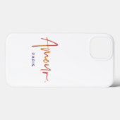 Mode Amour Parijs met Oranje, Gele Tekst Wit Case-Mate iPhone Case (Achterkant (horizontaal))