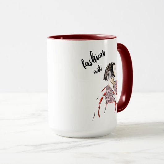 Mode Art Black en Red 15 oz Ringer Mok (Voorkant rechts)