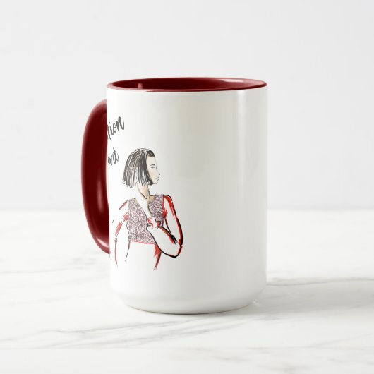 Mode Art Black en Red 15 oz Ringer Mok (Voorkant links)