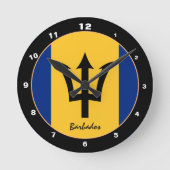 Mode Barbados Flag & Barbados trendy Ronde Klok (Voorkant)
