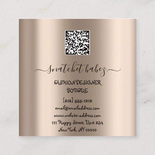 Mode Beautique Dress Custom QR Logo Blush Vierkante Visitekaartje (Achterkant)