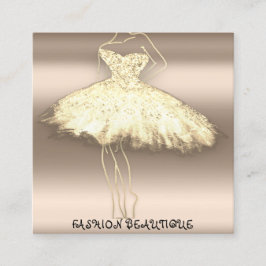 Mode Beautique Dress Custom QR Logo Gold Vierkante Visitekaartje